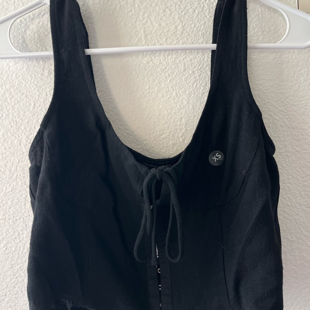 Pacsun Kendall and Kylie Black Button Bow Tie Tank Top